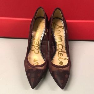 Size 6 Sam Edelman Red poco dot mesh high heels